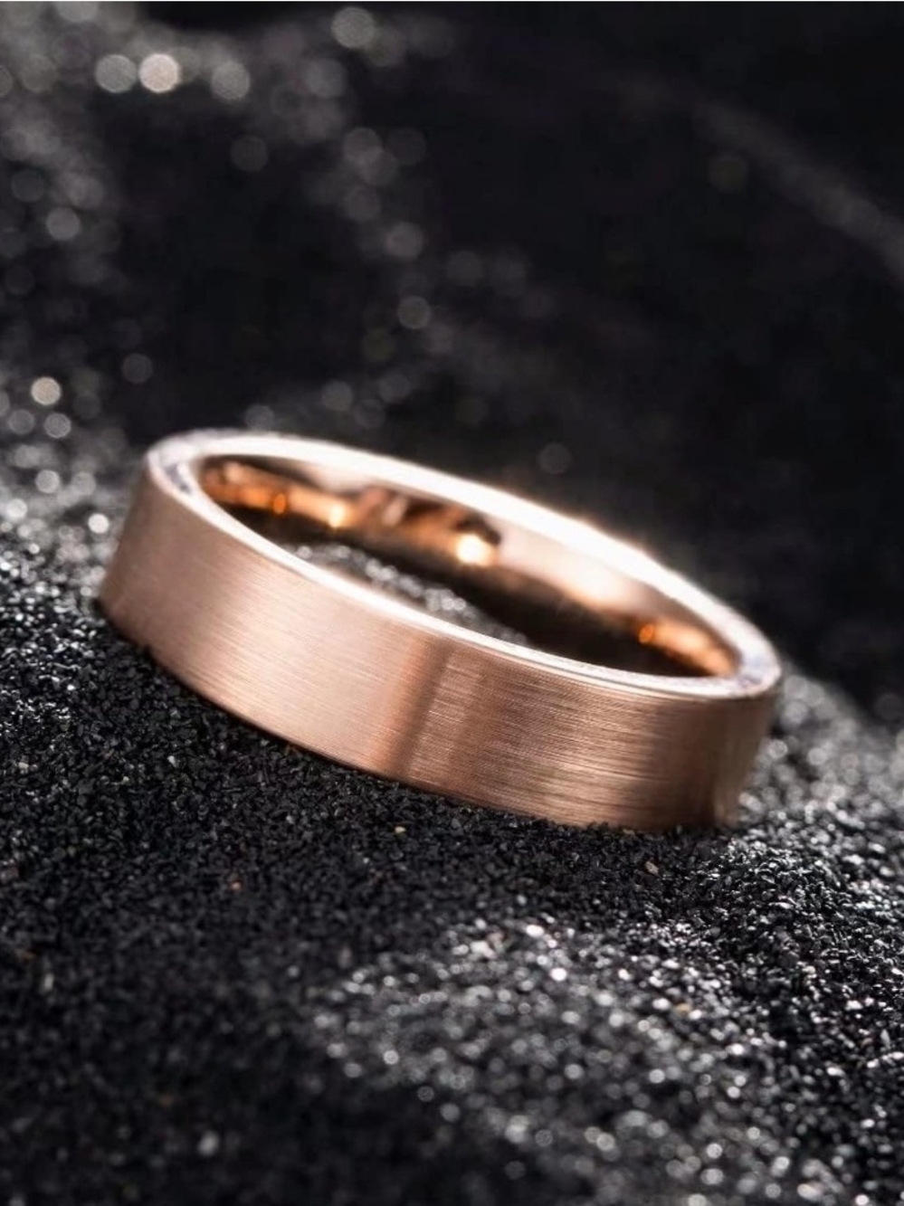 Unisex 6mm Rose Gold Color Brushed Band - Classic Minimalist Style- Tungsten